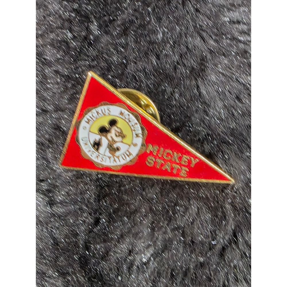 Vintage Disney Mickey State Pennant Pin Red Enamel Mickey Mouse Universitatum